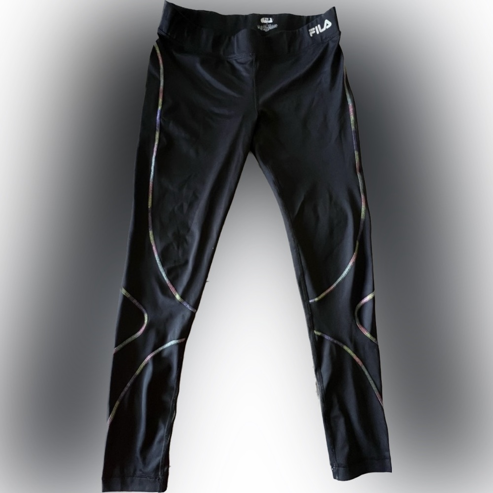 FILA Sport tights. Black Size Medium. With rainbow stitching